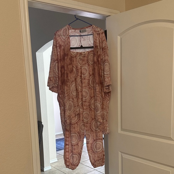 Lotus and Luna Other - Lotus and Luna Bohemian Tie-Dye Kimono and Pants Set